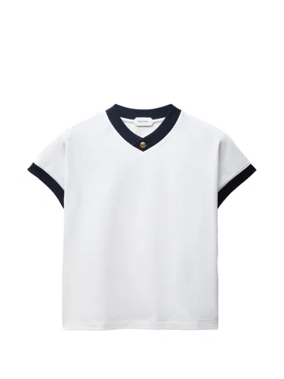 Versace Medusa Hardware V-neck T-shirt In White