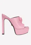 Versace La Medusa 140mm Platform Mules In Pink