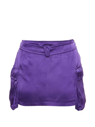 Pre-owned Versace Medusa Head Belted Mini Skirt In Purple