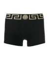 Versace Greca Border Elastic Waistband Trunks In Black