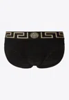 Versace Set Di Slip In Cotone Stretch Nero Uomo In Black