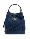 Versace Medusa Head Bucket Bag In Blue