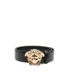 Versace Adjustable Belt Gold-tone Buckle In Black