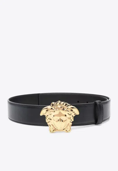 Versace Medusa Head Buckle Belt In Black