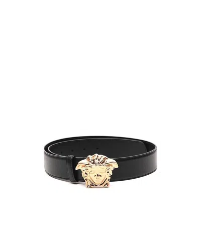 Versace Medusa Head Buckle Belt In Black