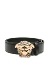 Versace Adjustable Belt Gold-tone Buckle In Brown