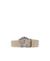 Versace Medusa Head Buckle Belt In Nude