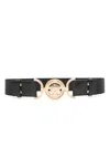 Versace Medusa Head-buckle Elastic Belt In Black