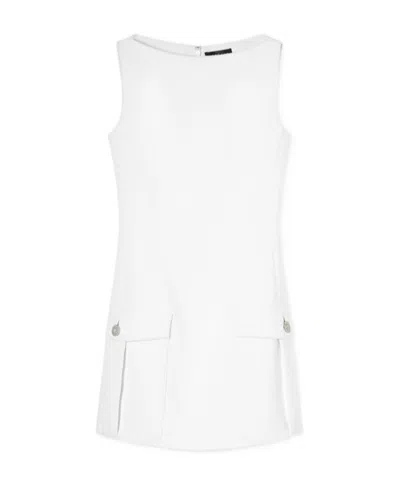 Versace Medusa Head-button Crepe Minidress In White