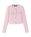 Versace Pink Checked Tweed Jacket With Medusa Head Buttons In Pink