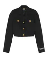 Versace Single-breasted Stretch Crepe Crop Informal Jacket In Black