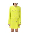 Versace Frayed Edges Tweed Mimosa Jacket In Yellow