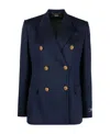 Versace Blue Double-breasted Jacket With Medusa Buttons In Black