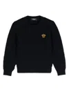 Versace Medusa Head Cable-knit Jumper In Blue