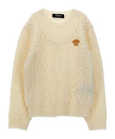 Versace Medusa Head Cable-knit Jumper In Nude
