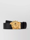 Versace La Medusa Leather Belt Man Belt Black Size 39.5 Calfskin In Black