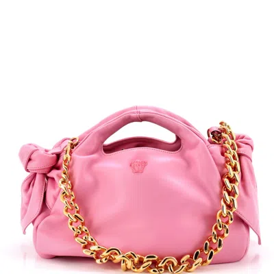 Versace Medusa Head Chain Tote Leather In Pink