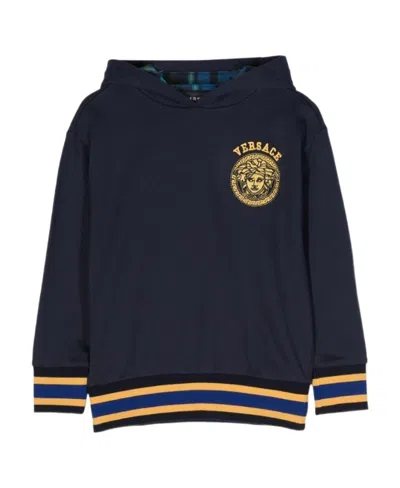 Versace Medusa Head Cotton Hoodie In Black