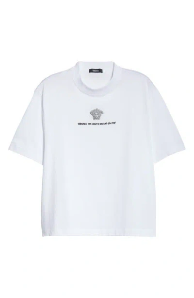 Versace Medusa Head Cotton Jersey T-shirt In Optical White