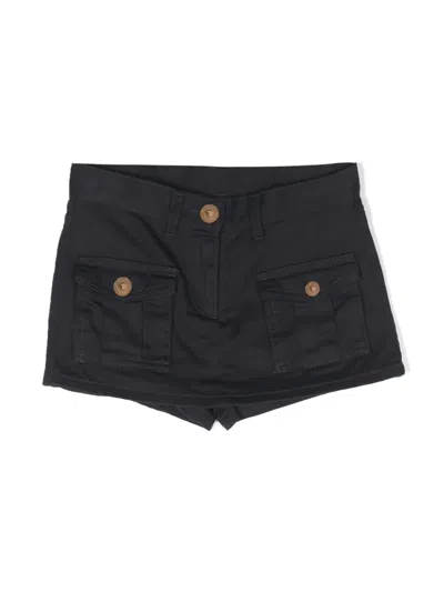 Versace Kids' Medusa Head Cotton Shorts In Blue