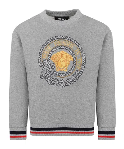 Versace Medusa-head Cotton Sweatshirt In Gray