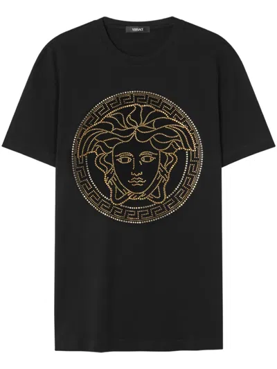 Versace Medusa Crystal-embellished T-shirt In Black