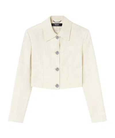 Versace Medusa Head Cropped Jacket In 白色