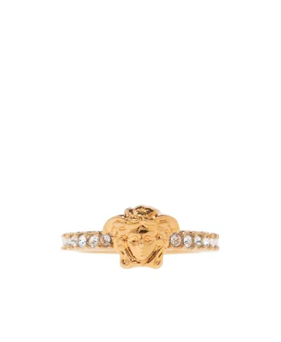 Versace Medusa Head Crystal-embellished Ring In Yellow