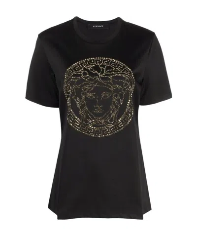 Versace Medusa Head Crystal-embellished T-shirt In Black
