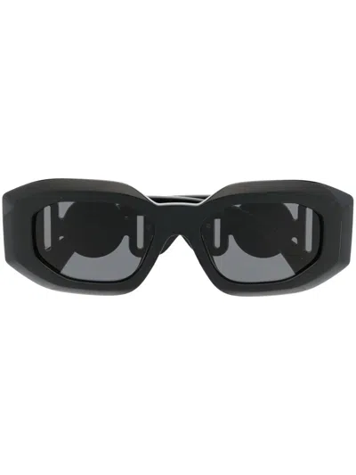 Versace Medusa Head-detail Oversize-frame Sunglasses In Black