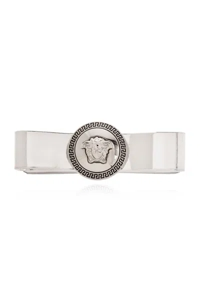 Versace Medusa Head-detailed Metallic Hair Clip In Silver-palladium