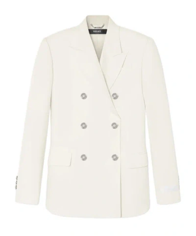 Versace Medusa Head Double-buttoned Blazer In White