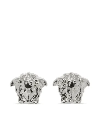 Versace Medusa Head Earrings In Silver