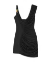 Versace Medusa '95 Draped Mini Dress In Black