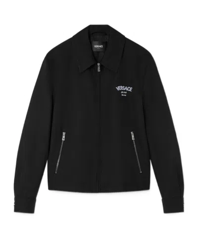 VERSACE VERSACE MEDUSA HEAD-EMBROIDERED ZIPPED JACKET