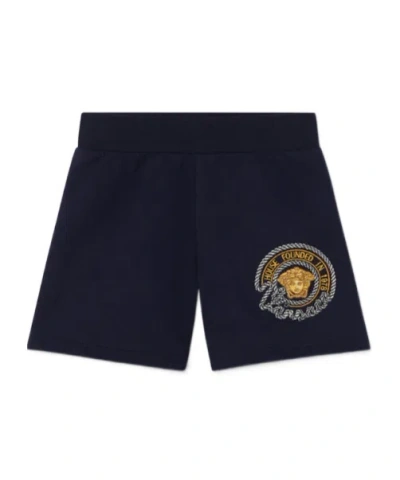 Versace Medusa Head-embroidered Jersey Shorts In Black