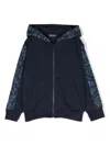 Versace Boys Blue Cotton Barocco Zip-up Top In Blue