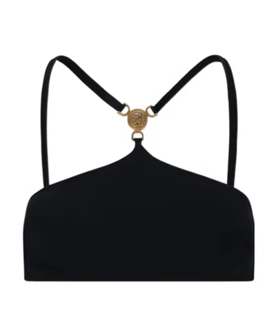 Versace Medusa Head Halterneck Bikini Top In Black