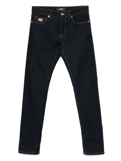 Versace Medusa Head Jeans In Blue