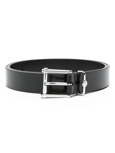 Versace Medusa Head Leather Belt In Black