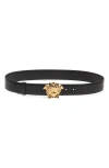 Versace Medusa Head Leather Belt In Black/gold