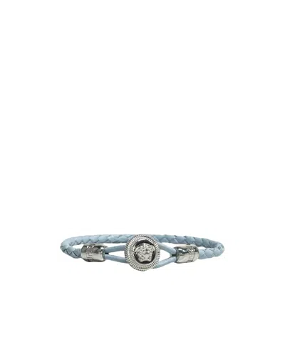 Versace Medusa Head Leather Bracelet In Gray