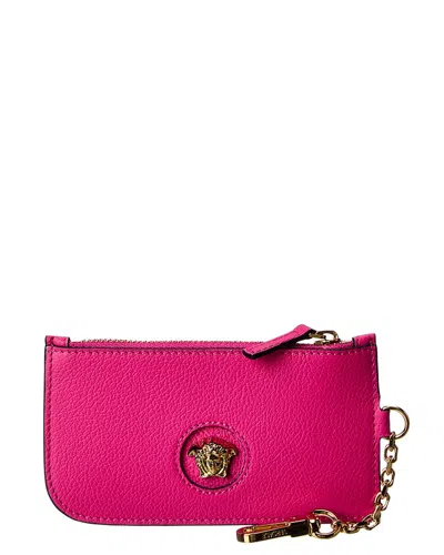 Versace Medusa Head Leather Card Holder In Pink