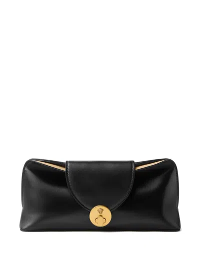 Versace Medusa Head Leather Clutch Bag In Black