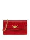 Versace Medusa Head Leather Clutch Bag In Red