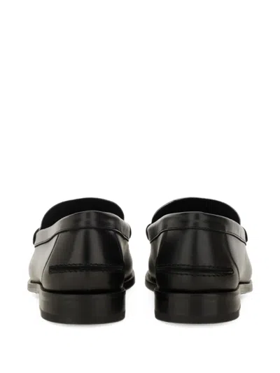 Versace Medusa Head Leather Loafers In Black