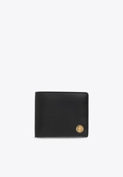 Versace Medusa Head Leather Wallet In Black