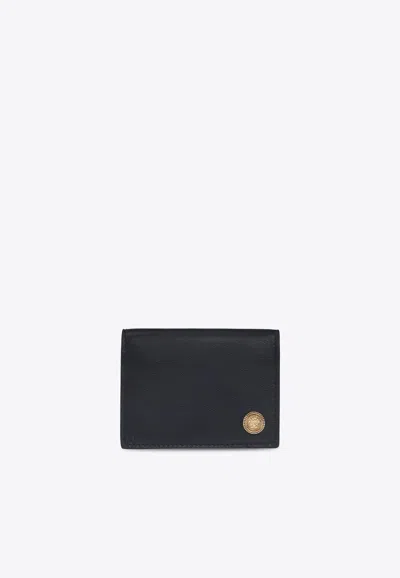 Versace Medusa Head Leather Wallet In Black