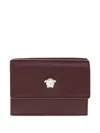 Versace Medusa-head Leather Wallet In Burgundy