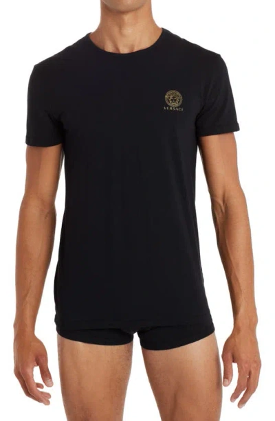 Versace Medusa Head Logo 2-pack Undershirts In Black